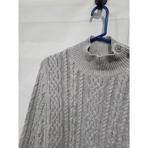 Talbots SZ M Sweater Mock Neck Cable Knit Cotton Angora Rabbit Hair Classic - Picture 3 of 7
